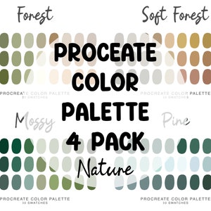 Nature forest 4 Procreate Color Palettes, iPad Procreate Illustration, color swatches for nature tones Procreate Art