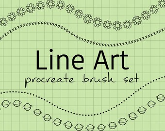 Line art Doodle Procreate pacchetto pennelli / pacchetto doodle procrea bordo / pennello scarabocchi / procrea pacchetto pennelli iPad download digitale