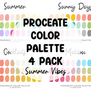 Summer color tones aesthetic Procreate Color Palettes 4 pack bundle, iPad Procreate Illustration, summer color swatches Procreate Art