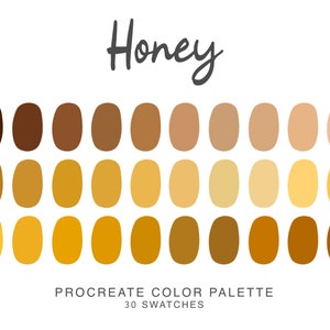 Honey Procreate Color Palette, iPad Procreate Illustration, honey color swatches for Procreate Art