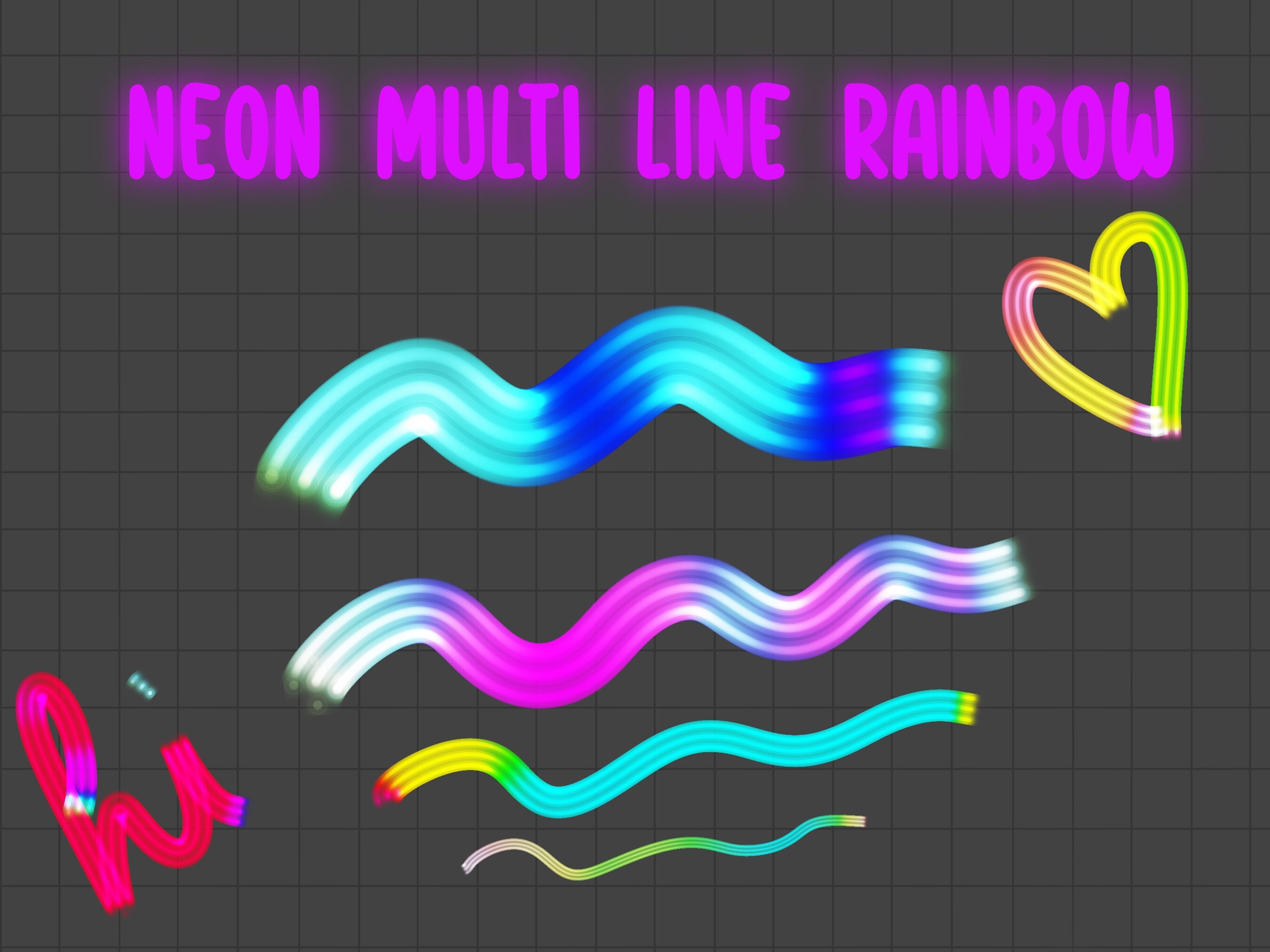 Neon Procreate Brush Pack / 90s Neon iPad Brush Set / Easy to Etsy