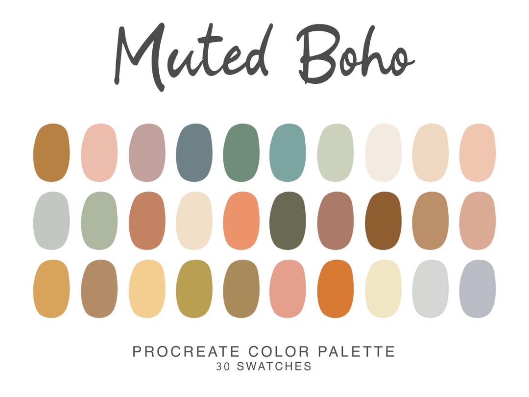 Boho Muted Procreate Color Palette, iPad Procreate Illustration, Color ...