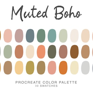Boho muted Procreate Color Palette, iPad Procreate Illustration, color swatches for bohemian Procreate Art