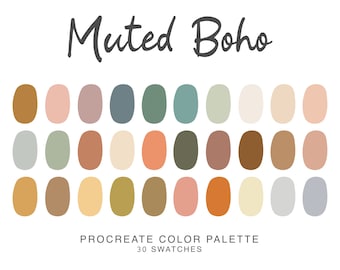 Boho muted Procreate Color Palette, iPad Procreate Illustration, color swatches for bohemian Procreate Art