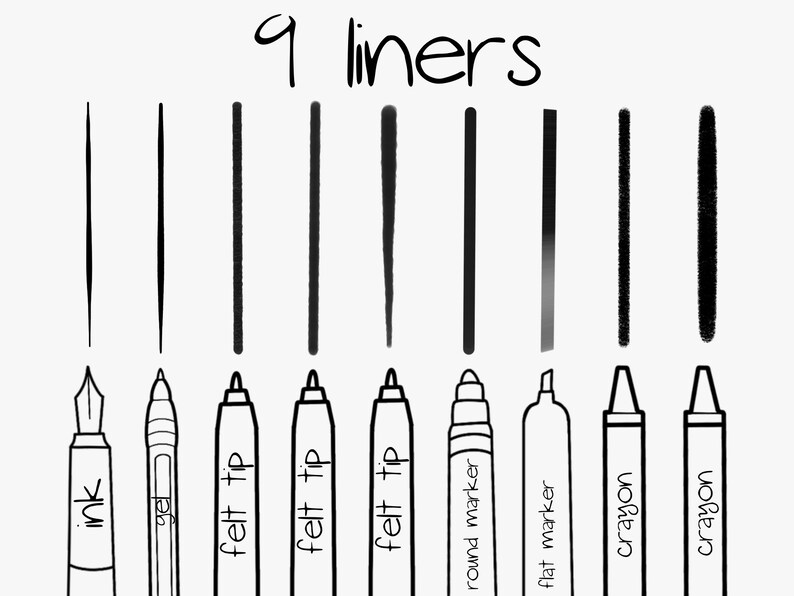 Mega Fine Liner Brush Set for Procreate 80 Procreate Liner Etsy