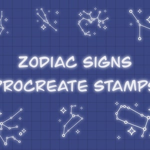 Zodiac sign Procreate brush and stamp pack / star sign procreate stamps / spiritual brush / procreate sticker pack digital download