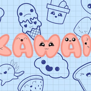 Kawaii Procreate brush and stamp pack / Cute procreate Kawaii cartoon stamps / Easy Kawaii art / procreate sticker pack digital download