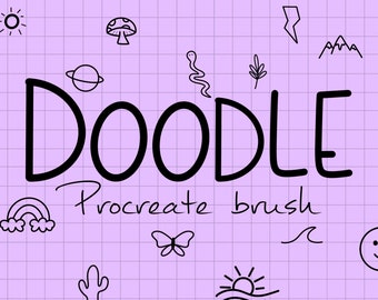 Doodle Procreate brush and stamp pack / Cute procreate doodle stamps / Easy doodling brush / procreate sticker pack digital download