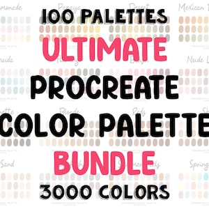 100 Procreate Color Palette pack, best iPad Procreate palette bundle, color swatches for nature tones Procreate Art, Colors for procreate