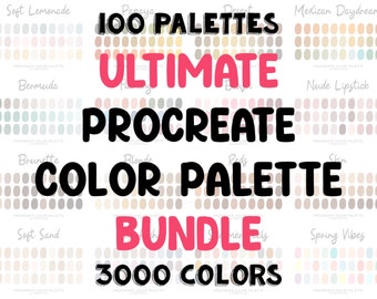100 Procreate Color Palette pack, best iPad Procreate palette bundle, color swatches for nature tones Procreate Art, Colors for procreate