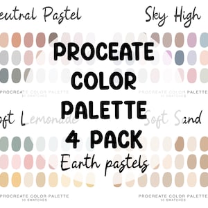 Earth pastel tones aesthetic Procreate Color Palettes 4 pack bundle, iPad Procreate Illustration, color swatches earth tones Procreate Art