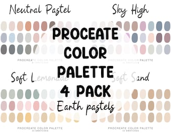 Terra toni pastello estetica Procreate Color Palettes 4 pack bundle, iPad Procreate Illustration, campioni di colore toni terra Procreate Art