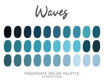 Waves Procreate color Palette, iPad Procreate Illustration, campioni di colore per colorati Procreate Art