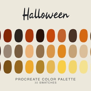 Halloween Procreate Color Palette, iPad Procreate Illustration, Spooky Halloween color swatches for Procreate Art