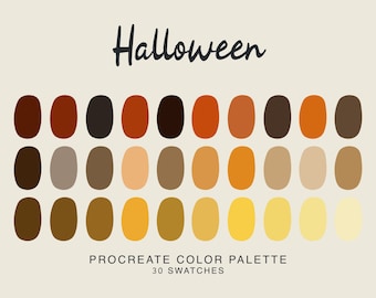 Tavolozza dei colori di Halloween Procreate, Illustrazione di Procreate per iPad, campioni di colori spettrali di Halloween per Procreate Art