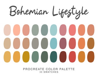 Bohemian Procreate Color Palette, iPad Procreate Illustration, color swatches for boho Procreate Art
