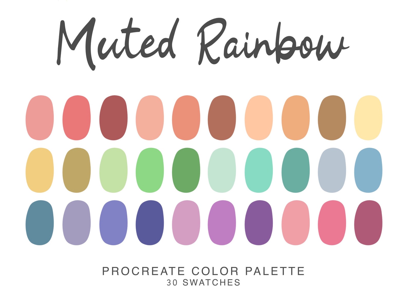 Muted Rainbow Procreate Color Palette - Vibrant Summer Colors for ...