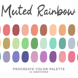 Muted Rainbow Procreate Color Palette - Vibrant Summer Colors for Digital Art - iPad illustration Palette