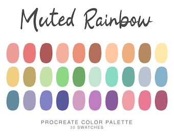 Muted Rainbow Procreate Color Palette - Vibrant Summer Colors for Digital Art - iPad illustration Palette