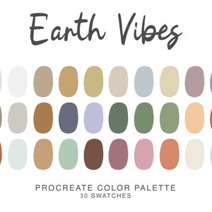 Earth Procreate Color Palette, iPad Procreate Illustration, color swatches for earth tones Procreate Art