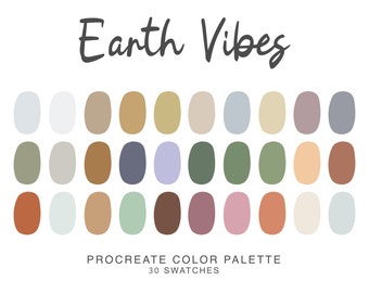 Earth Procreate Color Palette, iPad Procreate Illustration, color swatches for earth tones Procreate Art