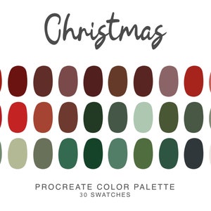 Christmas Procreate Color Palette, iPad Procreate Illustration, Christmas color swatches for Procreate Art