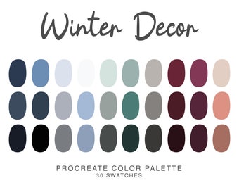 Winter decor Procreate color Palette, iPad Procreate Illustration, color swatches for winter Procreate Art