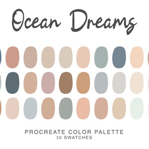 Ocean Beach Procreate Color Palette, iPad Procreate Ilustracja, próbki kolorów dla ocean Beach Procreate Art