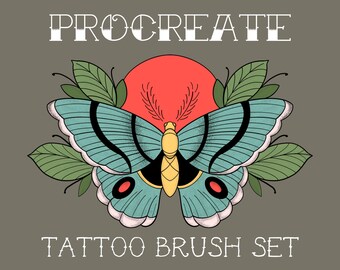 Pacchetto pennelli per tatuaggi Procreate Ink / set di pennelli per iPad per tatuaggi / tavolozza dei colori per procreare tatuaggi / download digitale del pacchetto di inchiostri per tatuaggi