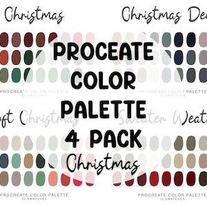 Christmas Procreate Color Palette 4 pack, iPad Procreate Illustration, Christmas decor color swatches for Procreate Art