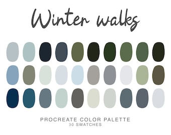 Passeggiate invernali Procreate color Palette, iPad Procreate Illustration, campioni di colori per l'inverno Procreate Art