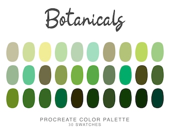 Plant botanical Procreate Color Palette, iPad Procreate Illustration, botanical color swatches for Procreate Art