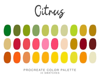 Citrus Procreate Color Palette - Vibrant Summer Colors for Digital Art - iPad illustration Palette