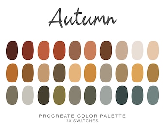 Autumn Procreate Color Palette, iPad Procreate Illustration, color swatches for Procreate Art