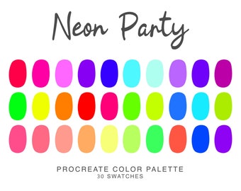 Neon Procreate Color Palette, iPad Procreate Illustration, color swatches for Procreate Art