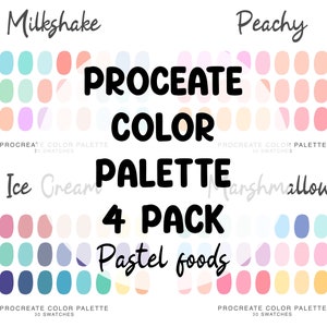 Pastel foods color tones aesthetic Procreate Color Palettes 4 pack bundle, iPad Procreate Illustration, pastel color swatches Procreate Art
