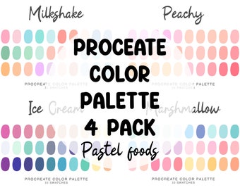 Cibi pastello tonalità di colore estetica Procreate Color Palettes 4 pack bundle, iPad Procreate Illustration, campioni di colori pastello Procreate Art