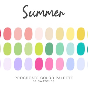 Summer Procreate Color Palette - Vibrant Summer Colors for Digital Art - iPad illustration Palette