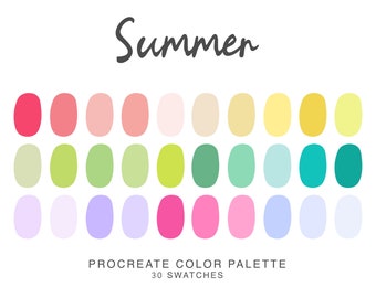 Summer Procreate Color Palette - Vibrant Summer Colors for Digital Art - iPad illustration Palette