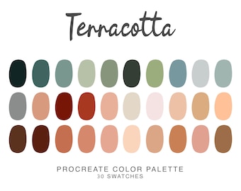 Terracotta boho Procreate Color Palette, iPad Procreate Illustration, color swatches for bohemian Procreate Art