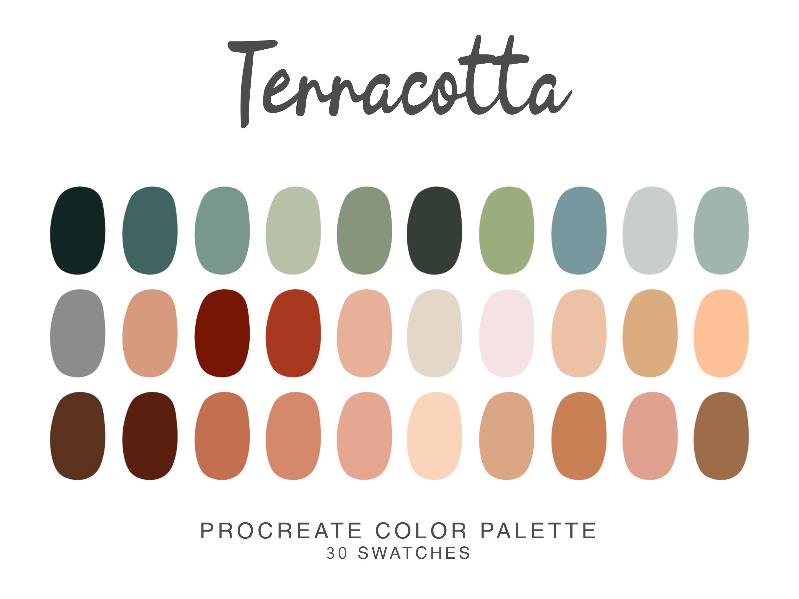Terracotta Boho Procreate Color Palette – 30 Warm Earthy Swatches for iPad Illustration