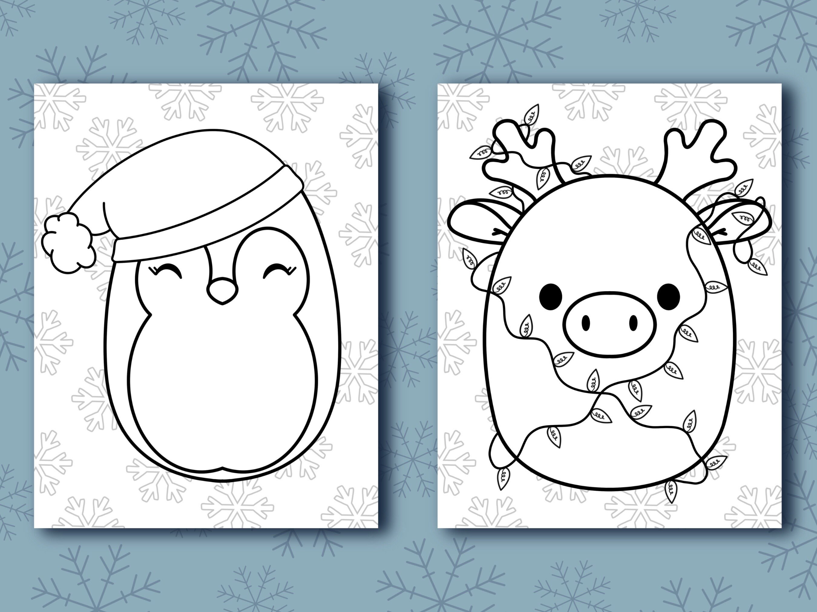 Christmas Kawaii Coloring Pages, Kid's Kawaii Coloring Pages, Christmas