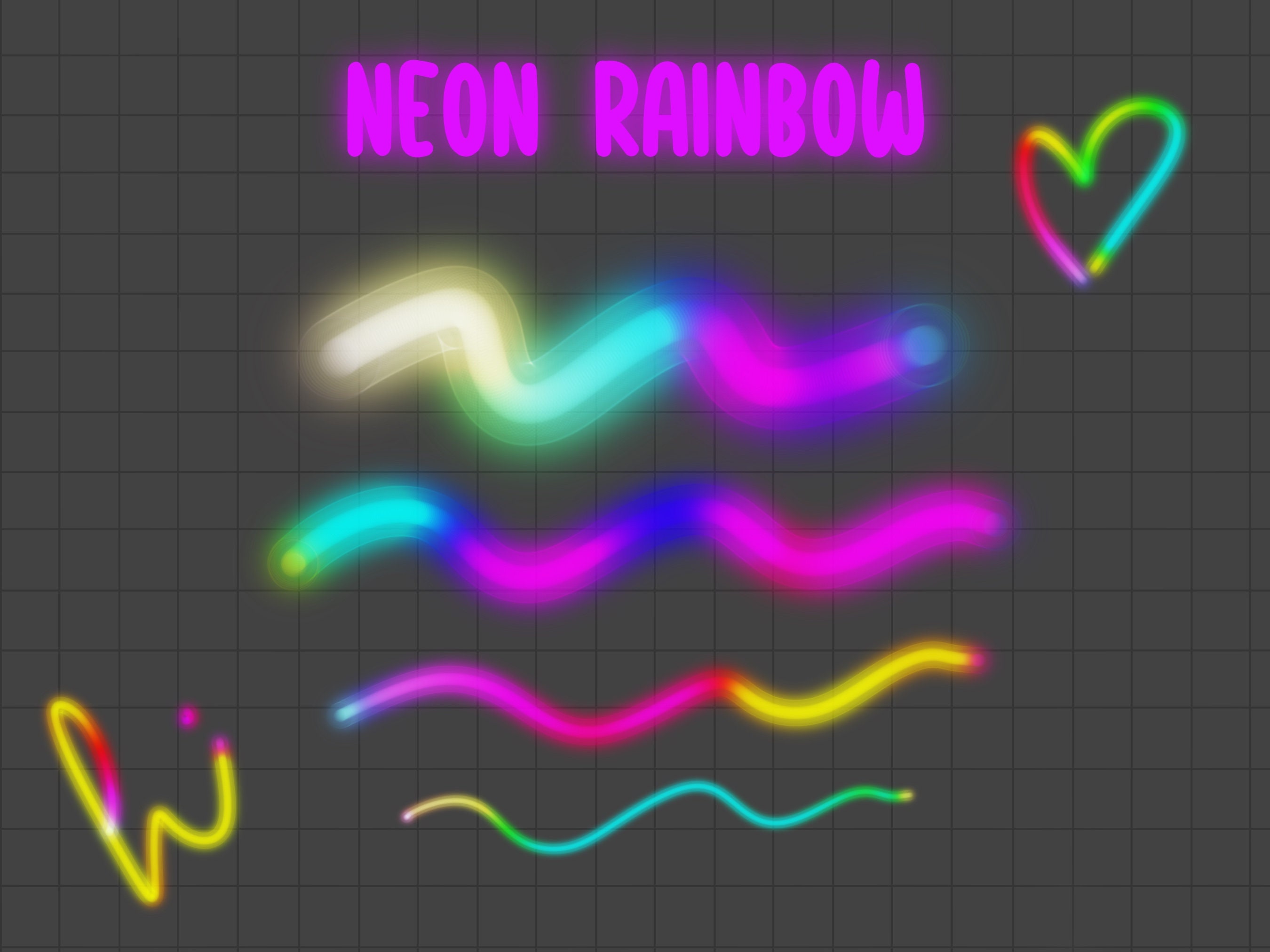 Neon Procreate Brush Pack / 90s Neon iPad Brush Set / Easy to Etsy