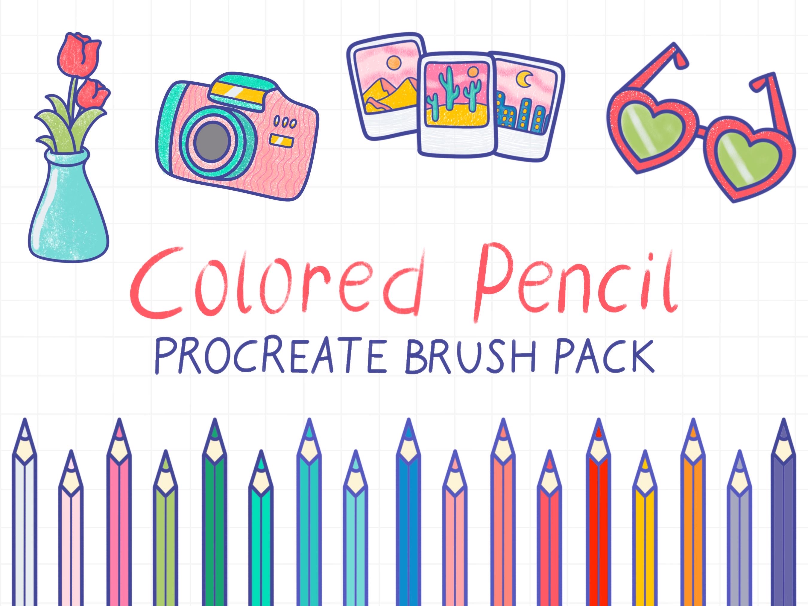 Pack de pinceles Procreate de lápiz de color – 15 pinceles texturizados para iPad