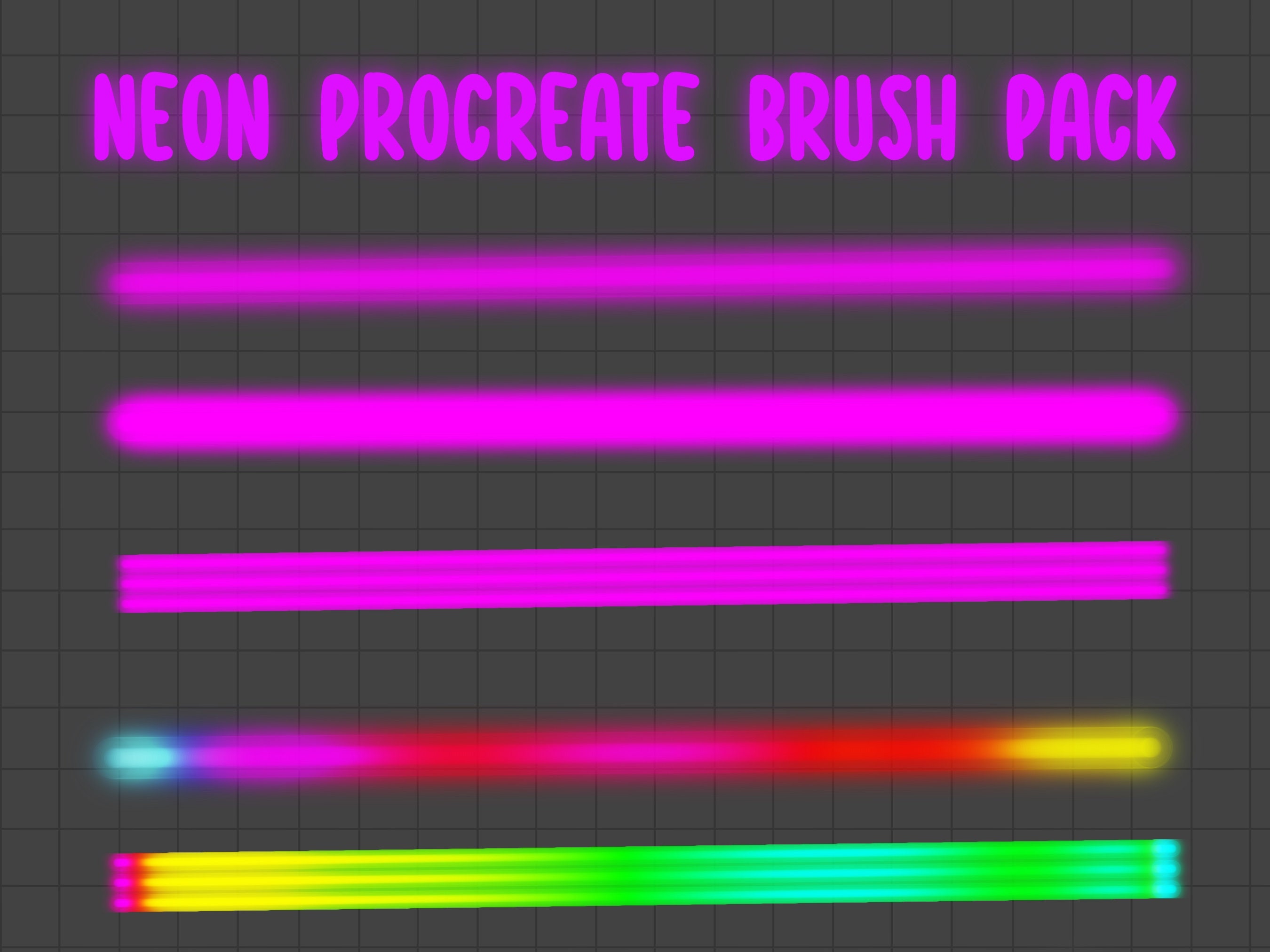Neon Procreate Brush Pack / 90s Neon iPad Brush Set / Easy to Etsy