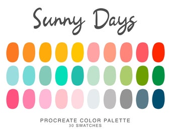 Sunny Days Procreate Colour Palette - Vibrant Summer Colors for Digital Art - iPad illustration Palette