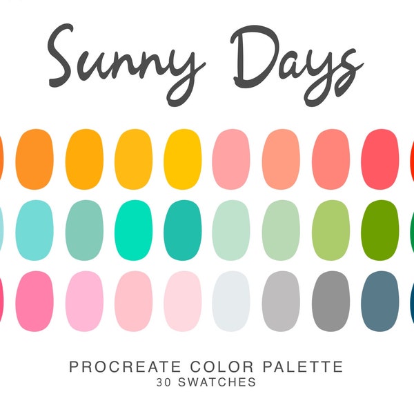 Sunny Days Procreate Color Palette - Vibrant Summer Colors for Digital Art - iPad illustration Palette