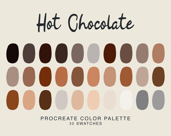 Hot Chocolate Christmas Procreate Color Palette, Christmas color swatches for Procreate Art Winter Procreate Color Palette Digital Download