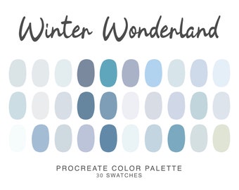 Il paese delle meraviglie invernali Procreate tavolozza dei colori, iPad Procreate Illustration, campioni di colori per l'inverno Procreate Art