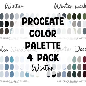 Winter Procreate color Palette 4 pack, iPad Procreate Illustration, winter weather color swatches for winter Procreate Art color bundle